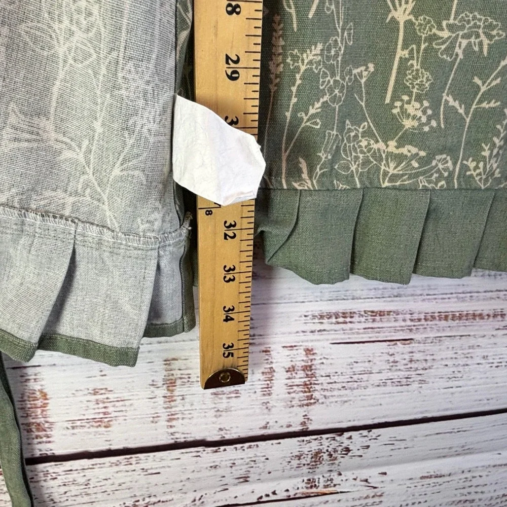 Apron Green Floral OS Cotton/Poly Canvas Cottagecore Ruffle Sage Mint Farmhouse